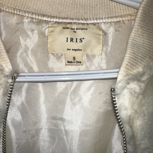 IRIS White Faux Fur Fuzzy Bomber Jacket - Picture 2 of 3